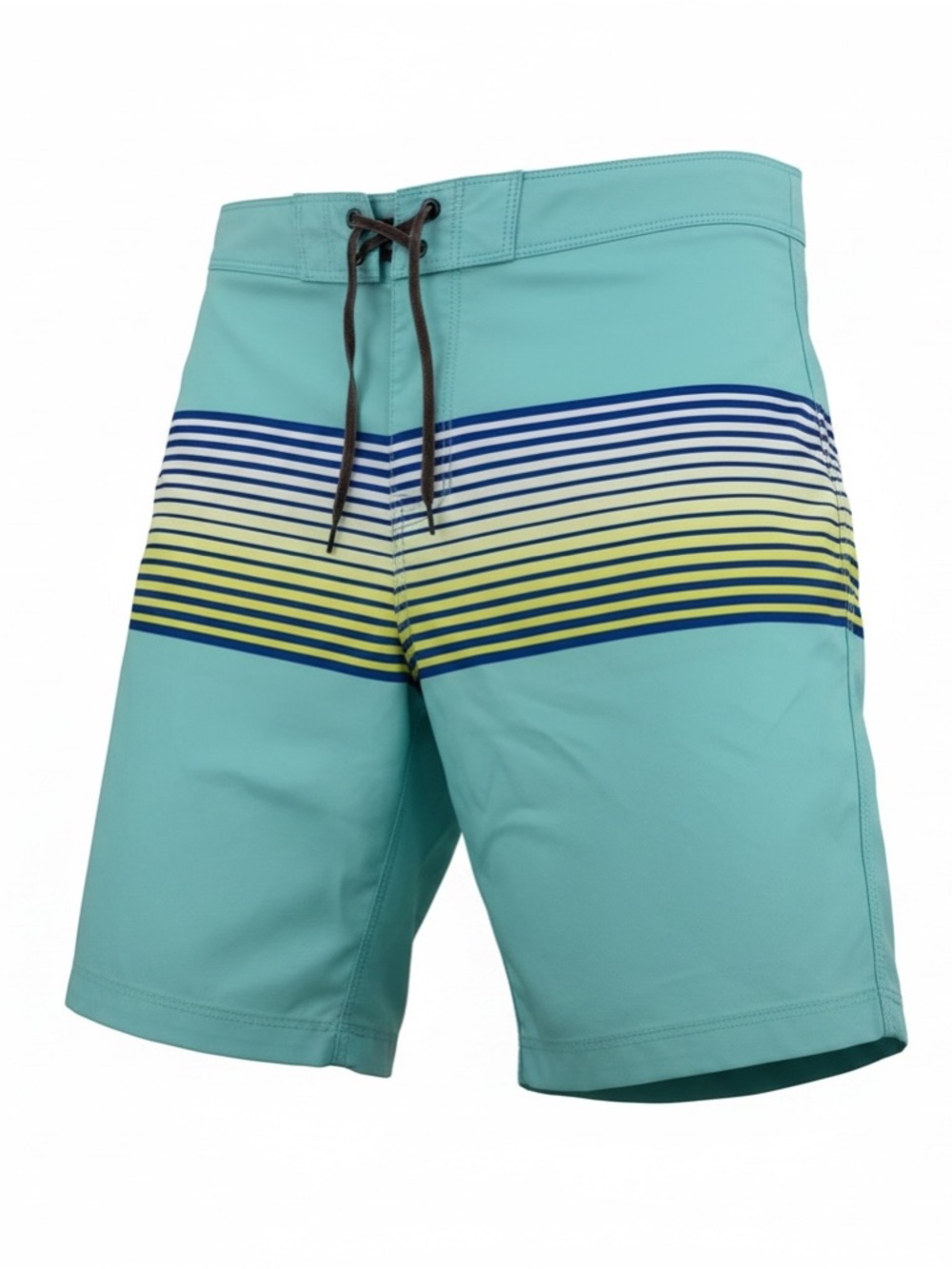 Hurley Men’s Aqua Board Shorts with Navy and Yellow Stripe Band size 30